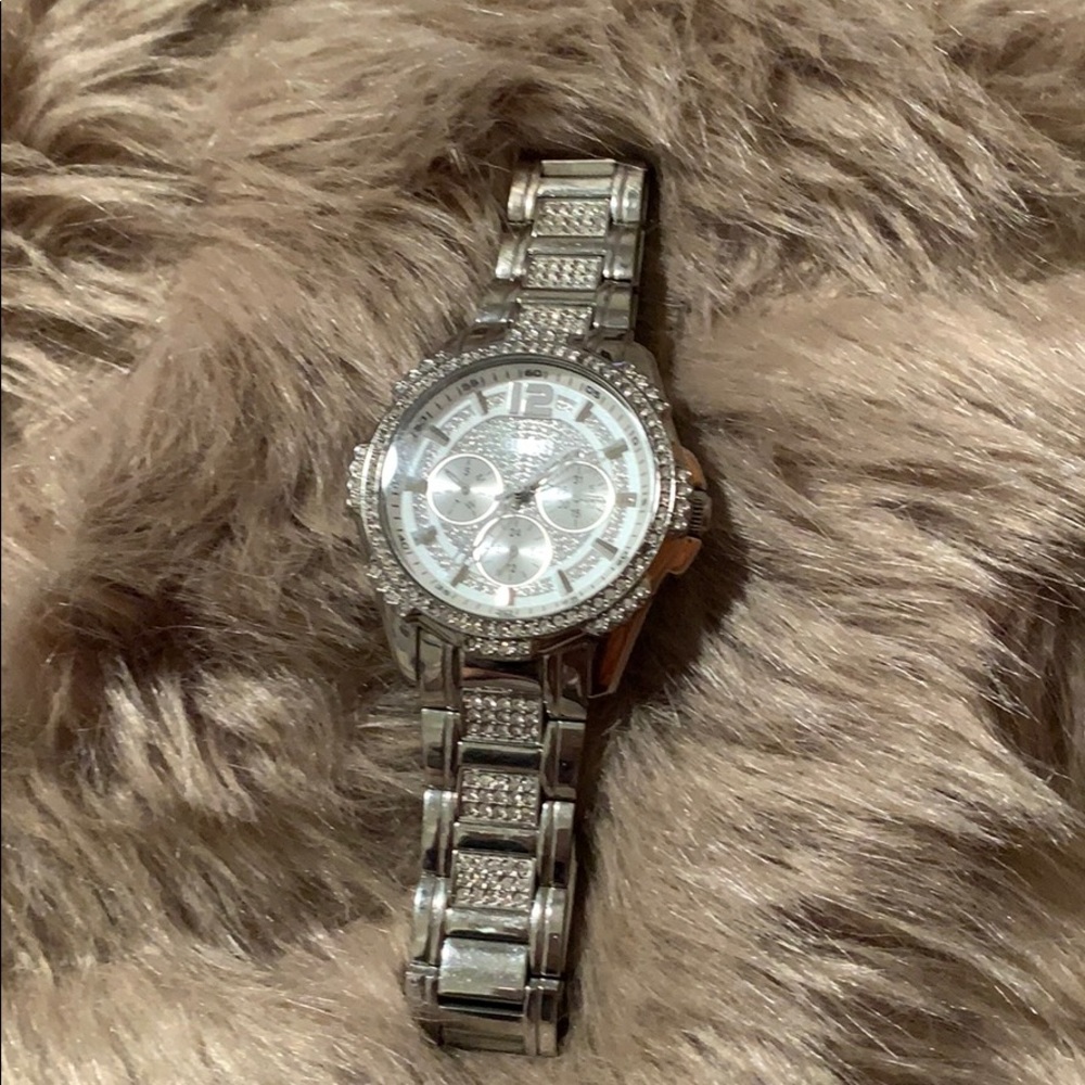 Guess Rhinestone Silver Watch